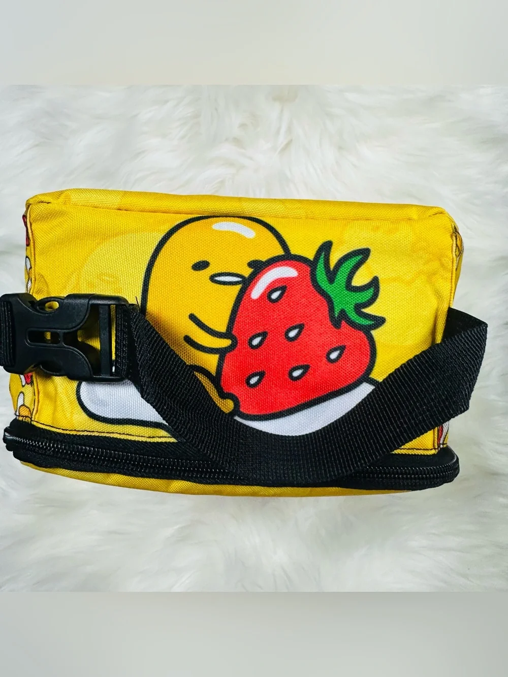 Sanrio Gudetama Yellow and Red Strawberry Kids Lunch Bag